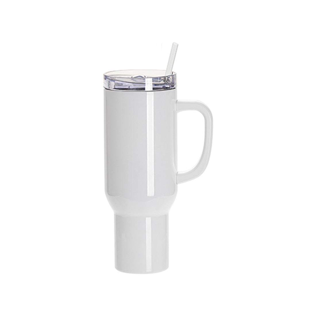 Pearl Coating™ 40oz Sublimation Stainless Steel White Travel Tumbler with Clear Flat Lid & Handle - Pack of 5 - Joto Imaging Supplies Canada